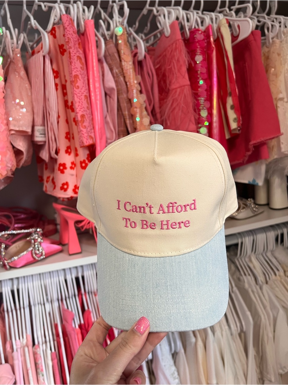 I can’t afford to be here trucker hat💙
